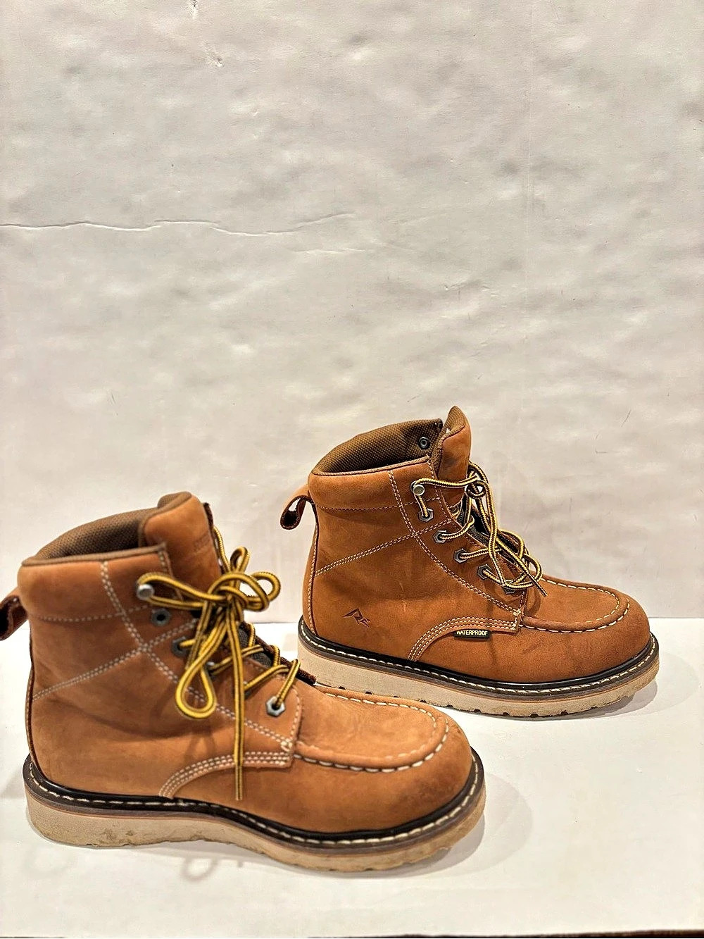 Women Ridgecut Waterproof 6-Inch Lace-Up Work Boots Brown & Yellow Work Boots
